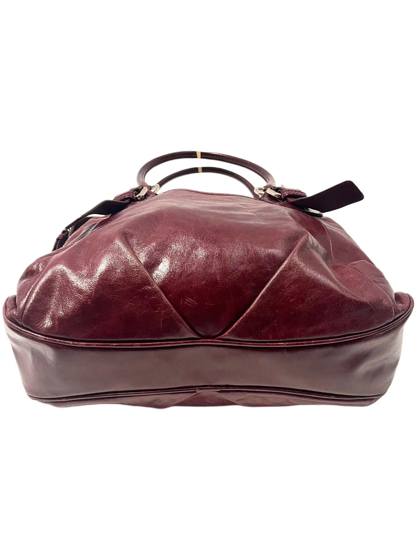 SAC À MAIN VINTAGE EN CUIR BORDEAUX - NANNINI