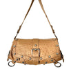 SAC BAGUETTE VINTAGE EFFET CUIR D’AUTRUCHE — DÉTAILS RIVETS ARGENTÉS — FORMAT MÉDIUM