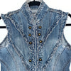 Veste vintage sans manches en jean style officier – Taille 36/38