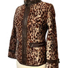 Veste ajustée vintage en fausse fourrure léopard — détails similicuir — taille 38/M