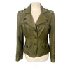 Veste vintage en cuir kaki coupe caban cintré – Taille 40/42