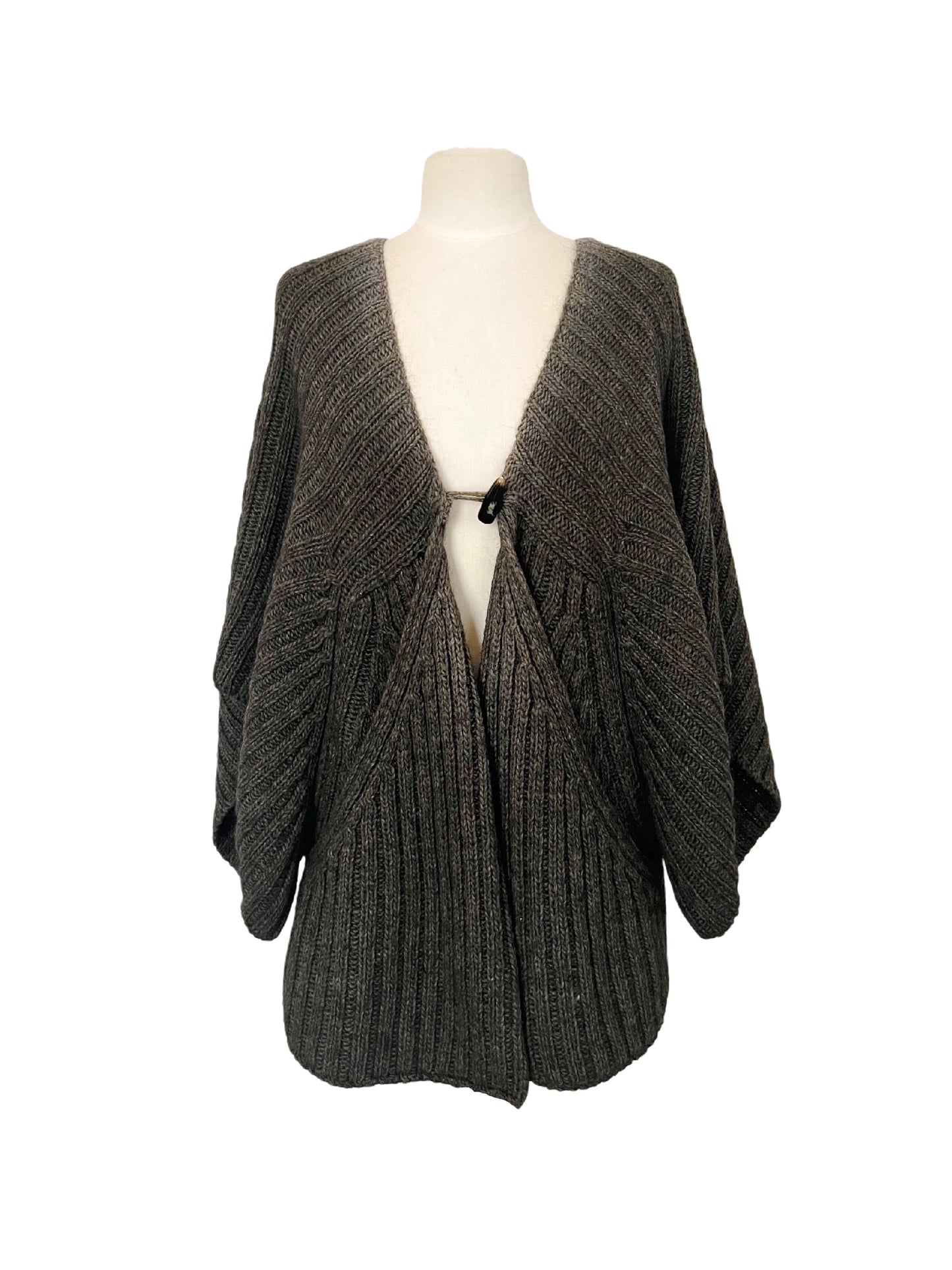 Cape gilet en maille épaisse Alpaga & Laine - Gris Anthracite - Taille 38 au 44