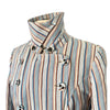 Manteau Long Léger à Rayures Pastel et Col Structuré — taille 38/40 — bohème chic / créateur