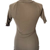 Top vintage en mesh taupe & marron à col montant smocké — (Made in Italy) — taille 38/40