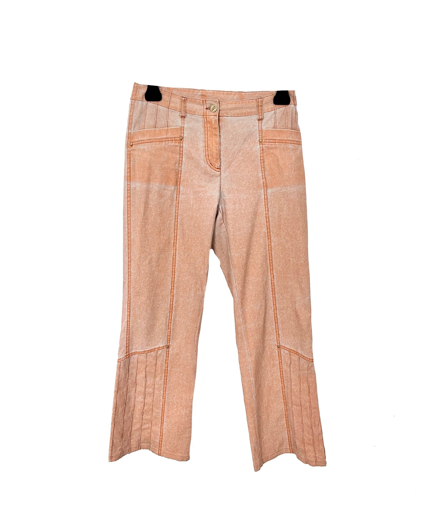 Pantalon vintage coupe droite évasée rose saumon – Taille 38