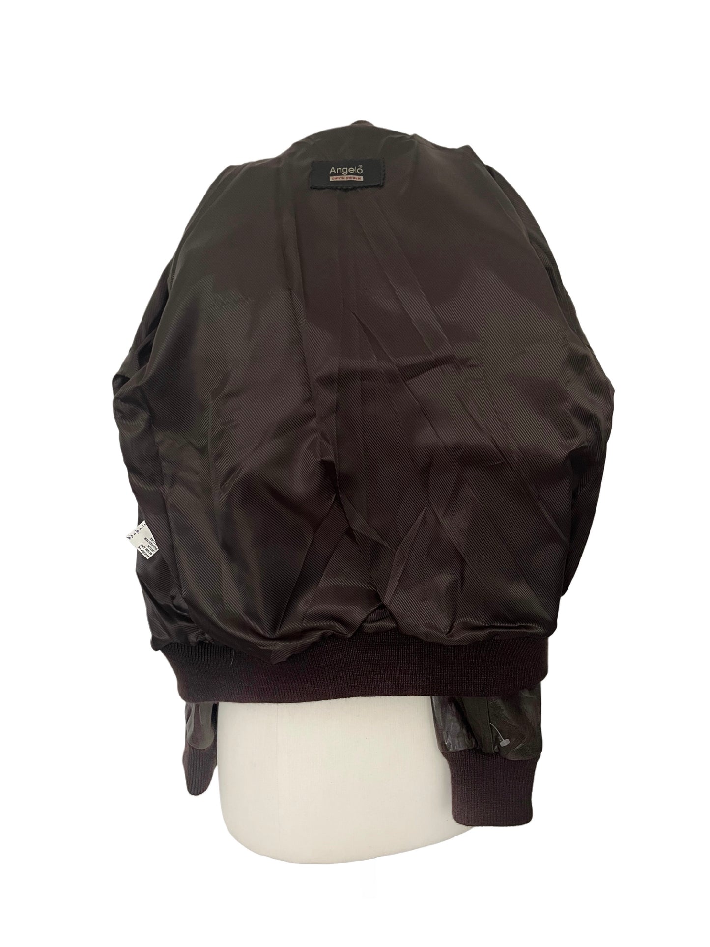 Biley – Veste bomber vintage en cuir véritable marron, col montant, taille 38