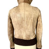 Blouson Aviateur Vintage Cuir Beige Patiné Col XXL — T. 40/42 (46 IT) — Made in Italy