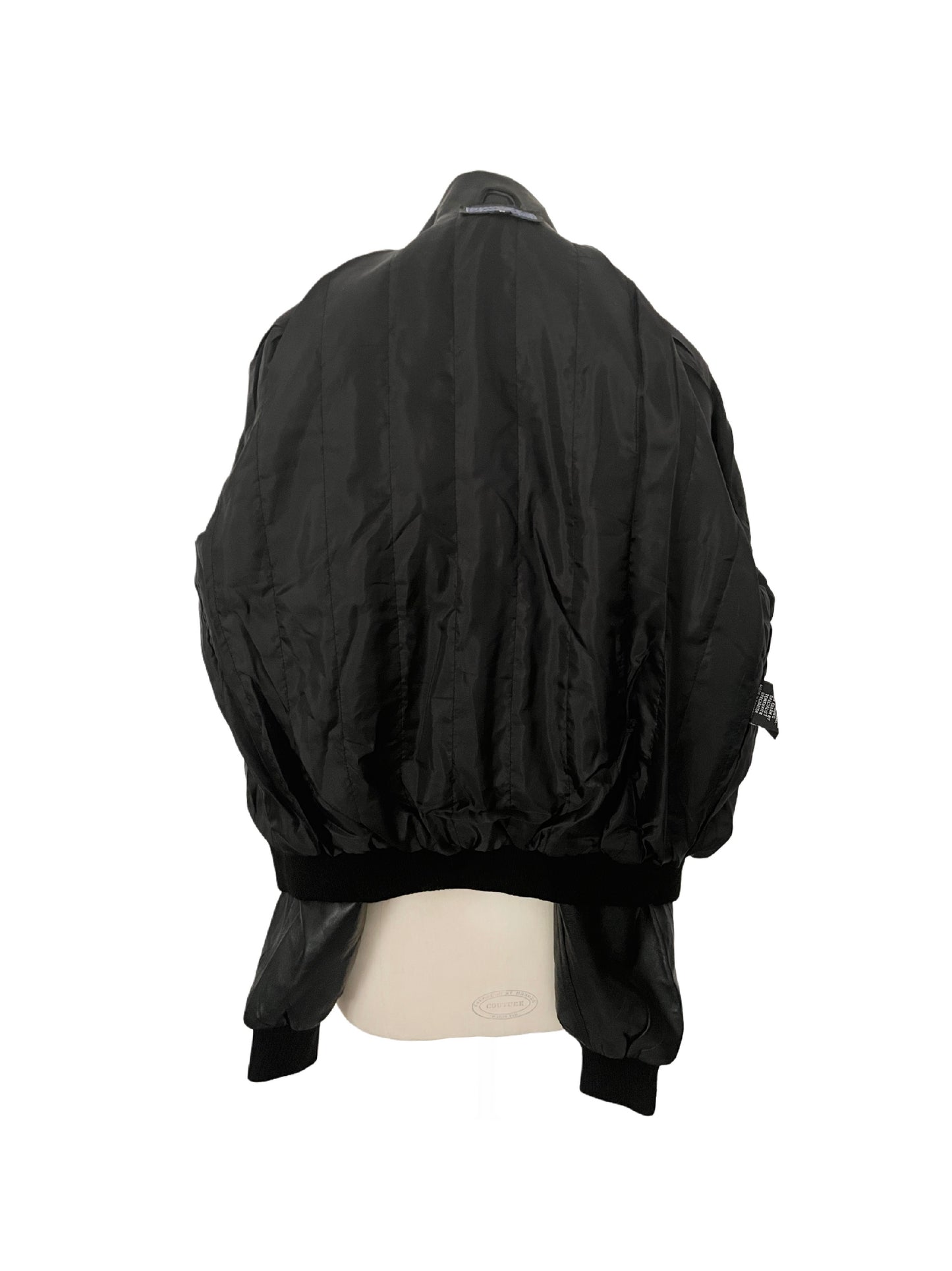 Dara – Veste bomber vintage oversize en cuir noir véritable (unisexe)