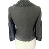 Veste Courte Style Caban Gris Anthracite Col Claudine & Poignets Gemmes Noires — T. 38