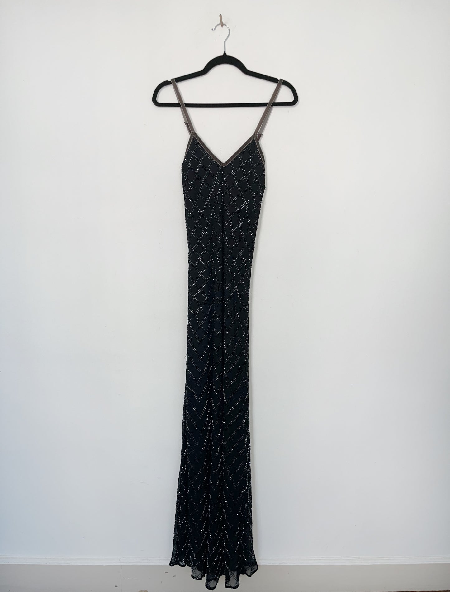 Robe de soirée vintage longue à fines bretelles – Taille 36/38