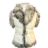 Gilet Afghan sans manches - Doudoune vintage blanche & fausse fourrure - 40/42