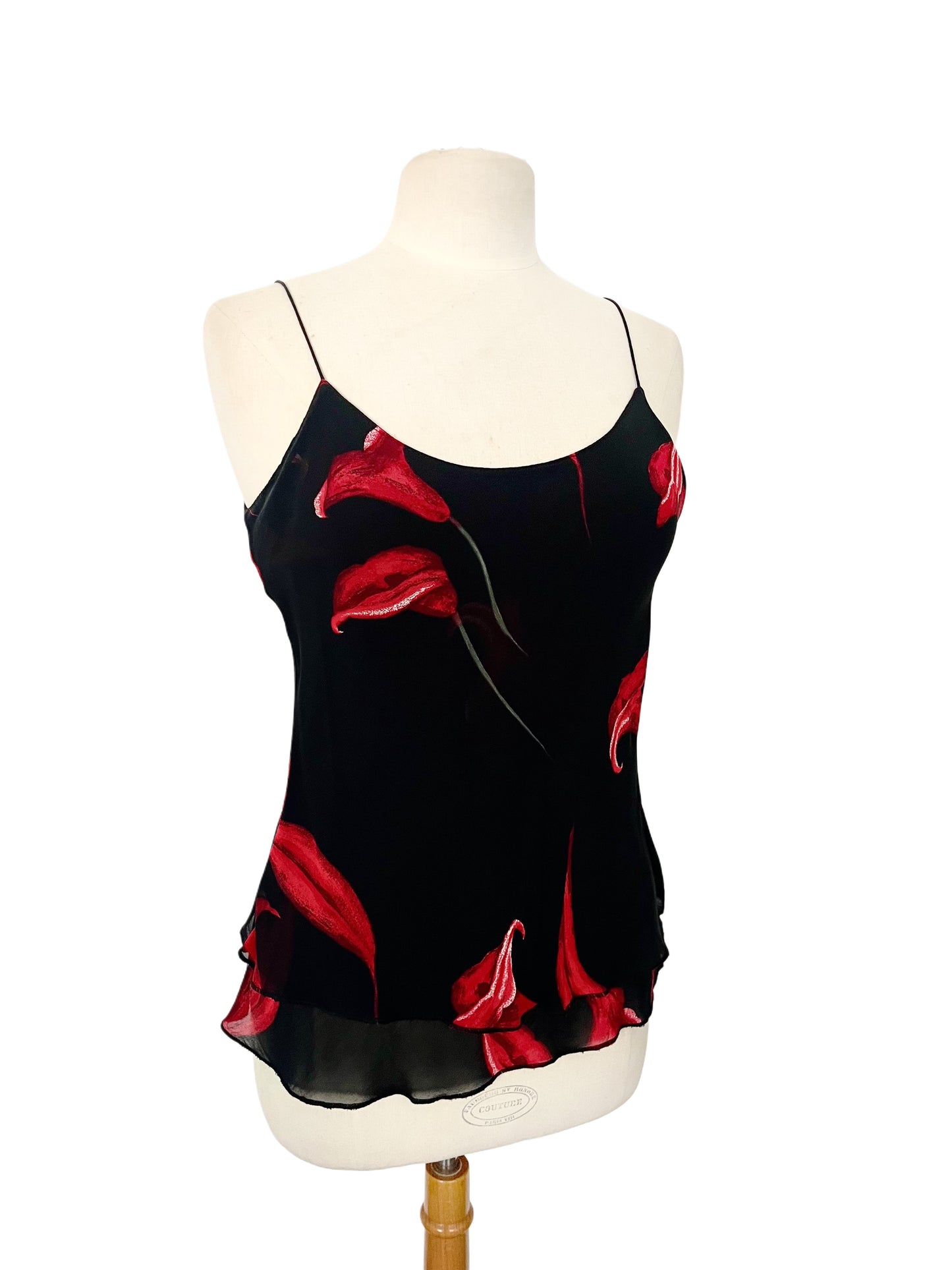 Top fluide fleuri à volants – Taille 38