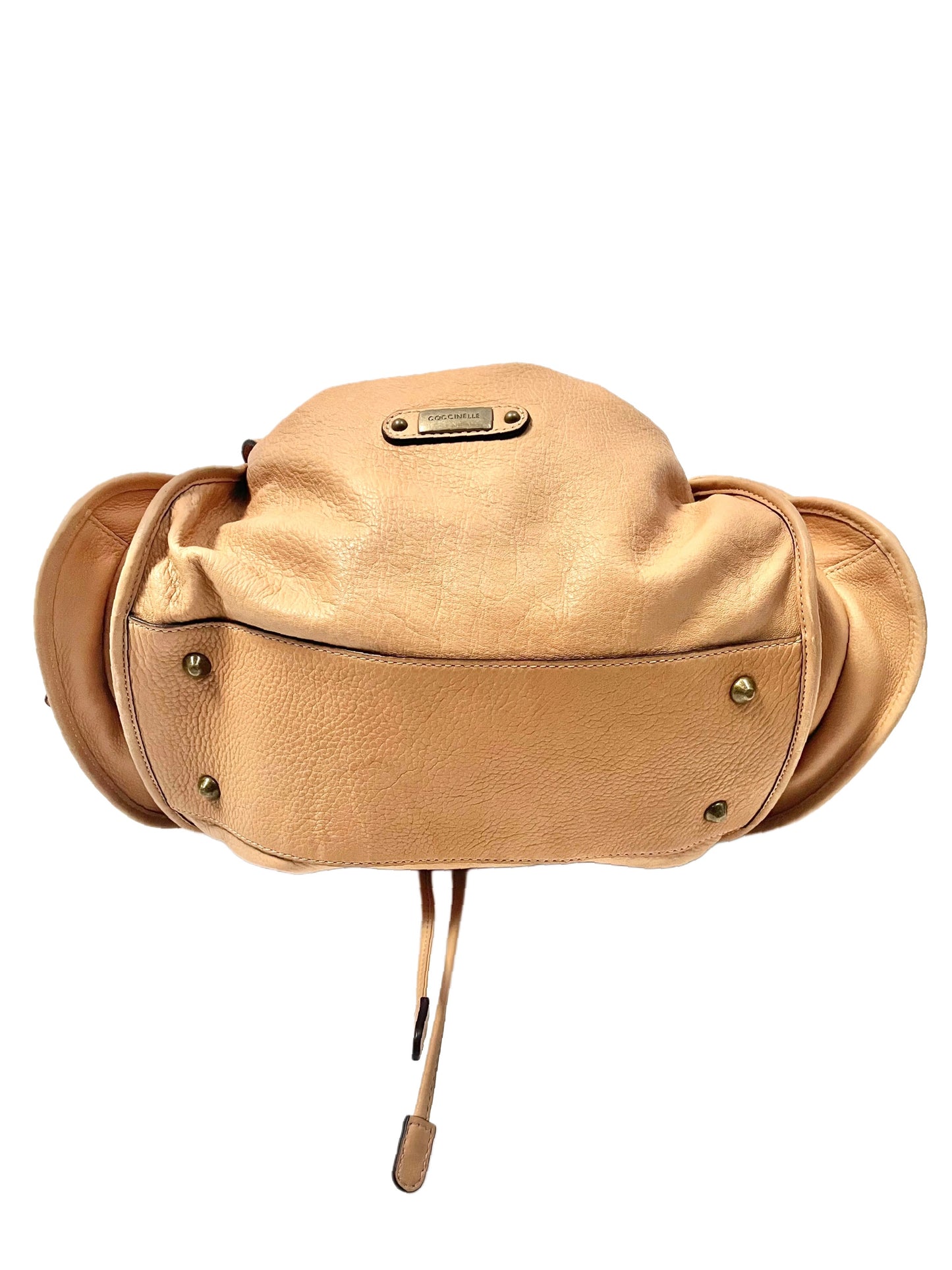SAC À MAIN VINTAGE EN CUIR GRAINÉ BEIGE - COCCINELLE ( MODÈLE RARE )