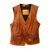 Veston vintage en cuir véritable style western – rivets mordorés – T38