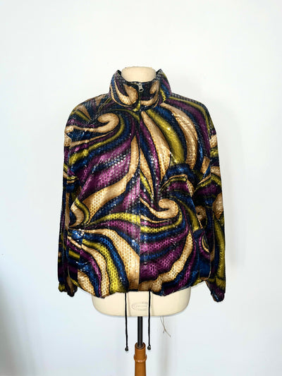 Veste bomber à motifs psychédéliques et sequins transparents ( SOLD OUT )