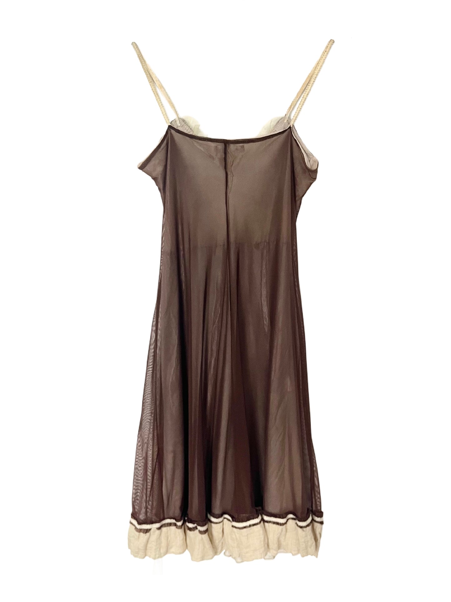 Robe midi vintage en tulle & biais froncés — (made in italy) — taille 36