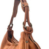 Sac Demi-Lune Vintage en Cuir Grainé Camel — (Made in Italy) — Format Medium