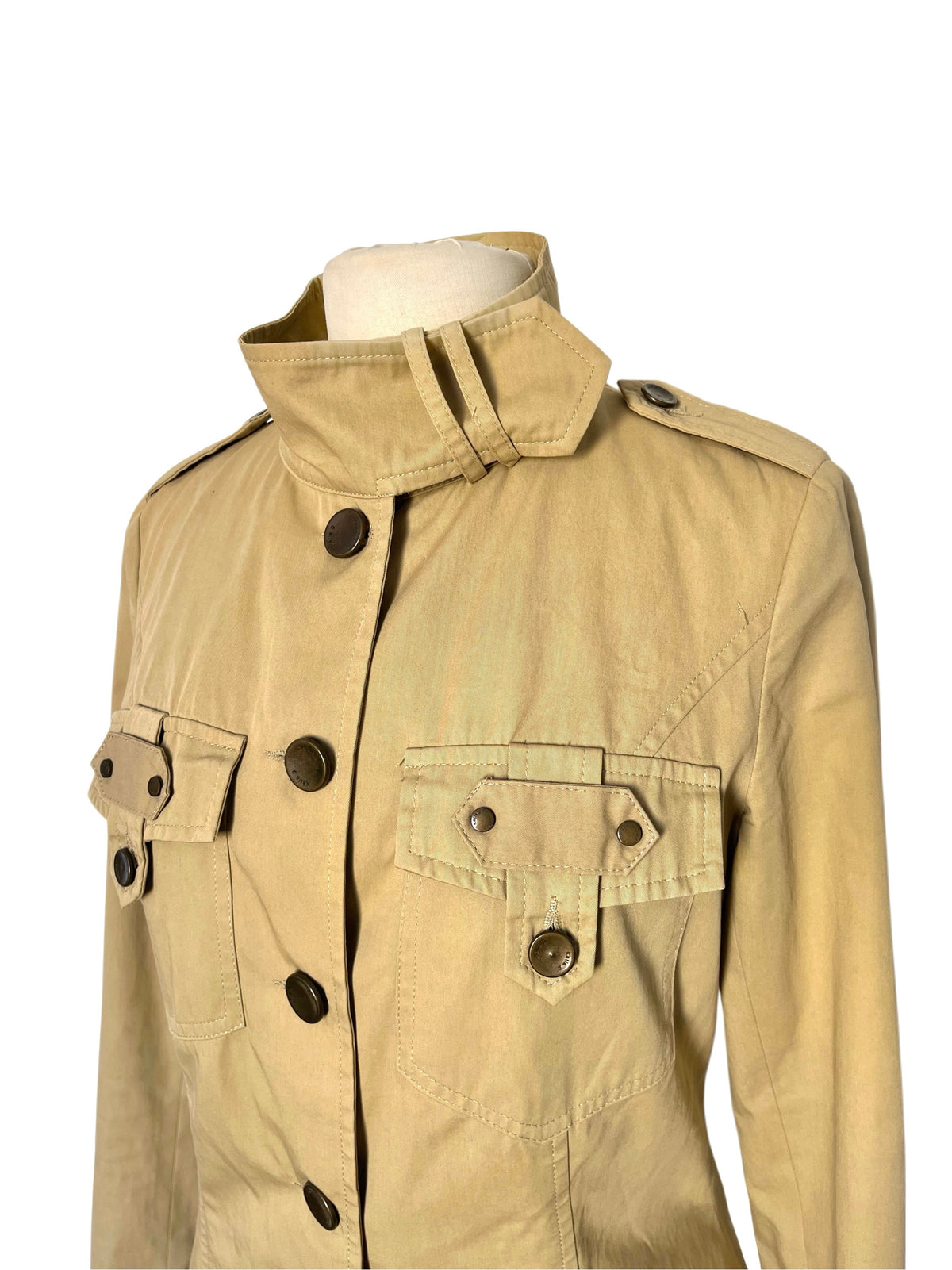 Veste Courte Saharienne Beige Sable Style Militaire Chic — T. 40