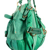 Sac à Main Fourre-Tout en Cuir Vert Turquoise — Format Medium — Style Vintage / Bohème