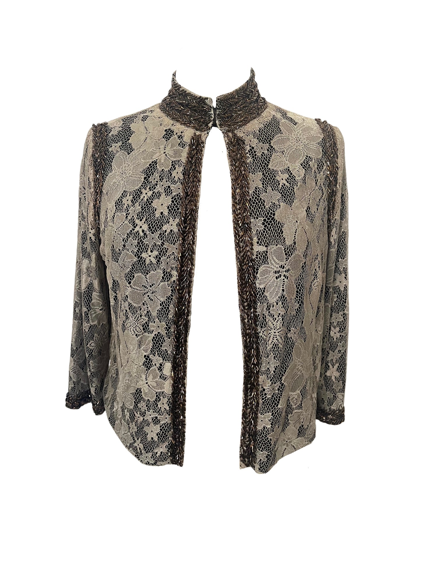 Veste courte de cérémonie en dentelle & perles — Très bon état — Taille 38/40