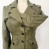 Veste vintage en cuir kaki coupe caban cintré – Taille 40/42