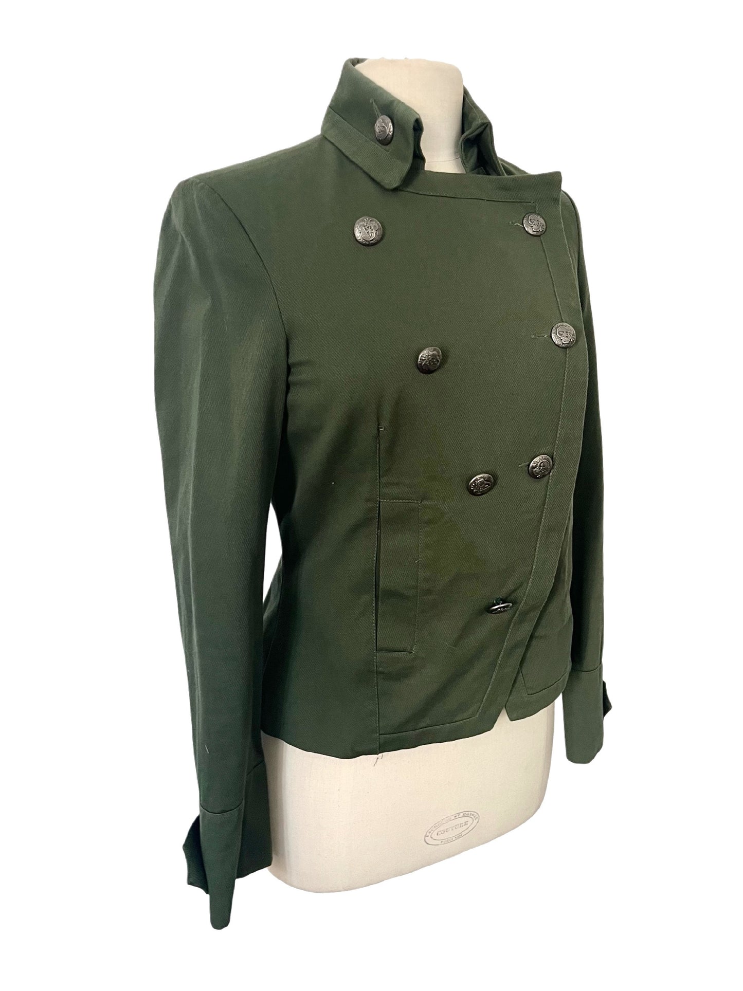 Veste Officier Vintage Kaki à Boutonnage Croisé — Taille 36 — Indie Sleaze