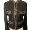 Veste En Similicuir Marron À Broderies & Sequins Mordorés (Made In India) — Taille 42/44