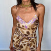 Robe léopard avec châle assorti, sequins lilas. ( SOLD OUT )