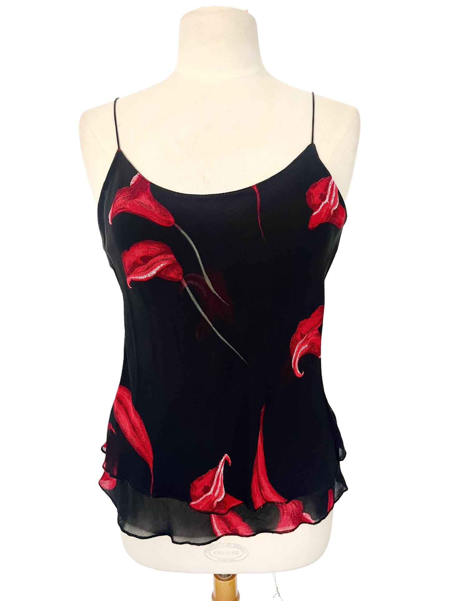 Top fluide fleuri à volants – Taille 38