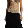 Top Lingerie Dentelle Bicolore Vintage Y2K - Fines Bretelles - Taille 38/40 (M/L)