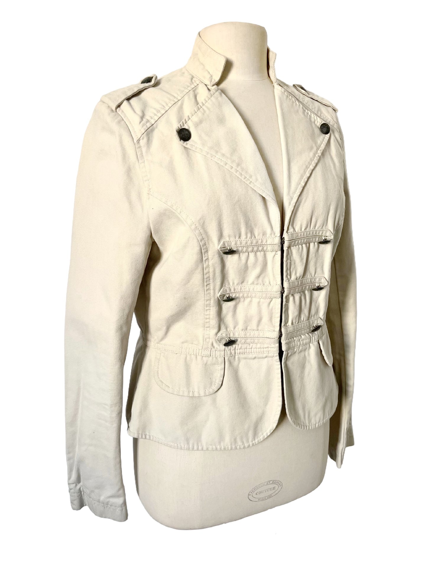 Veste Légère Vintage Style Officier Beige Écru — Taille 40/42