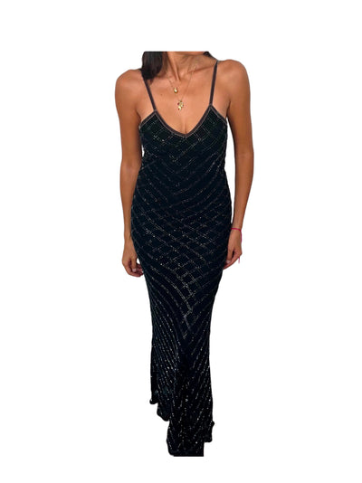 Robe de soirée vintage longue à fines bretelles – Taille 36/38