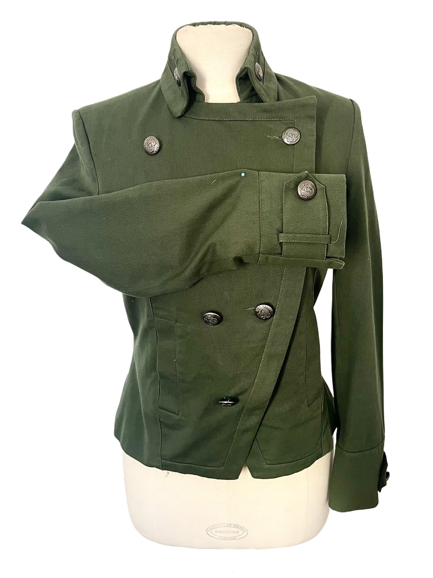 Veste Officier Vintage Kaki à Boutonnage Croisé — Taille 36 — Indie Sleaze