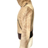 Blouson Aviateur Vintage Cuir Beige Patiné Col XXL — T. 40/42 (46 IT) — Made in Italy