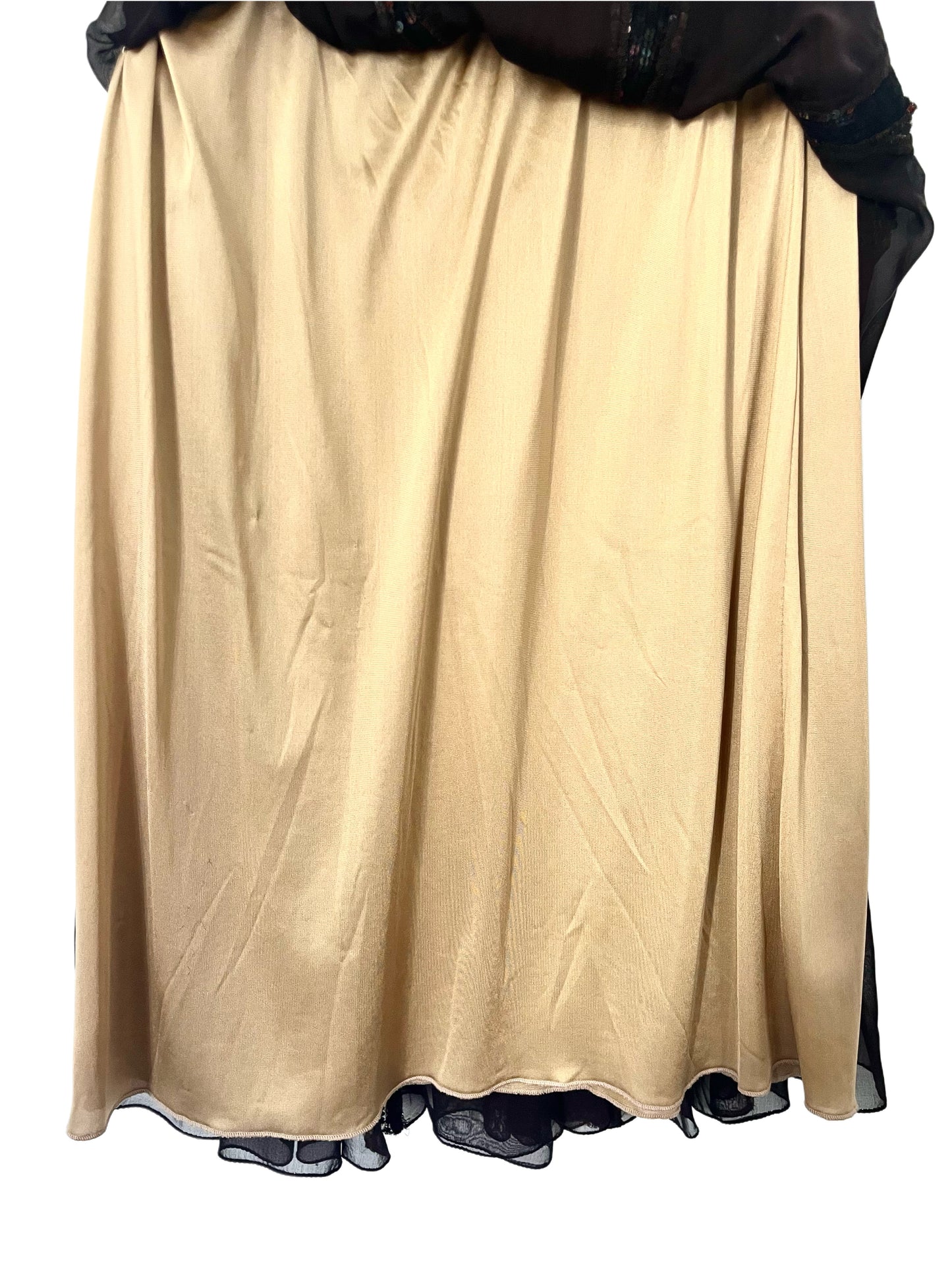 Jupe Fluide Vintage en 100% Soie & Bandes de Paillettes — (Made in Italy) — Taille 38/40/42