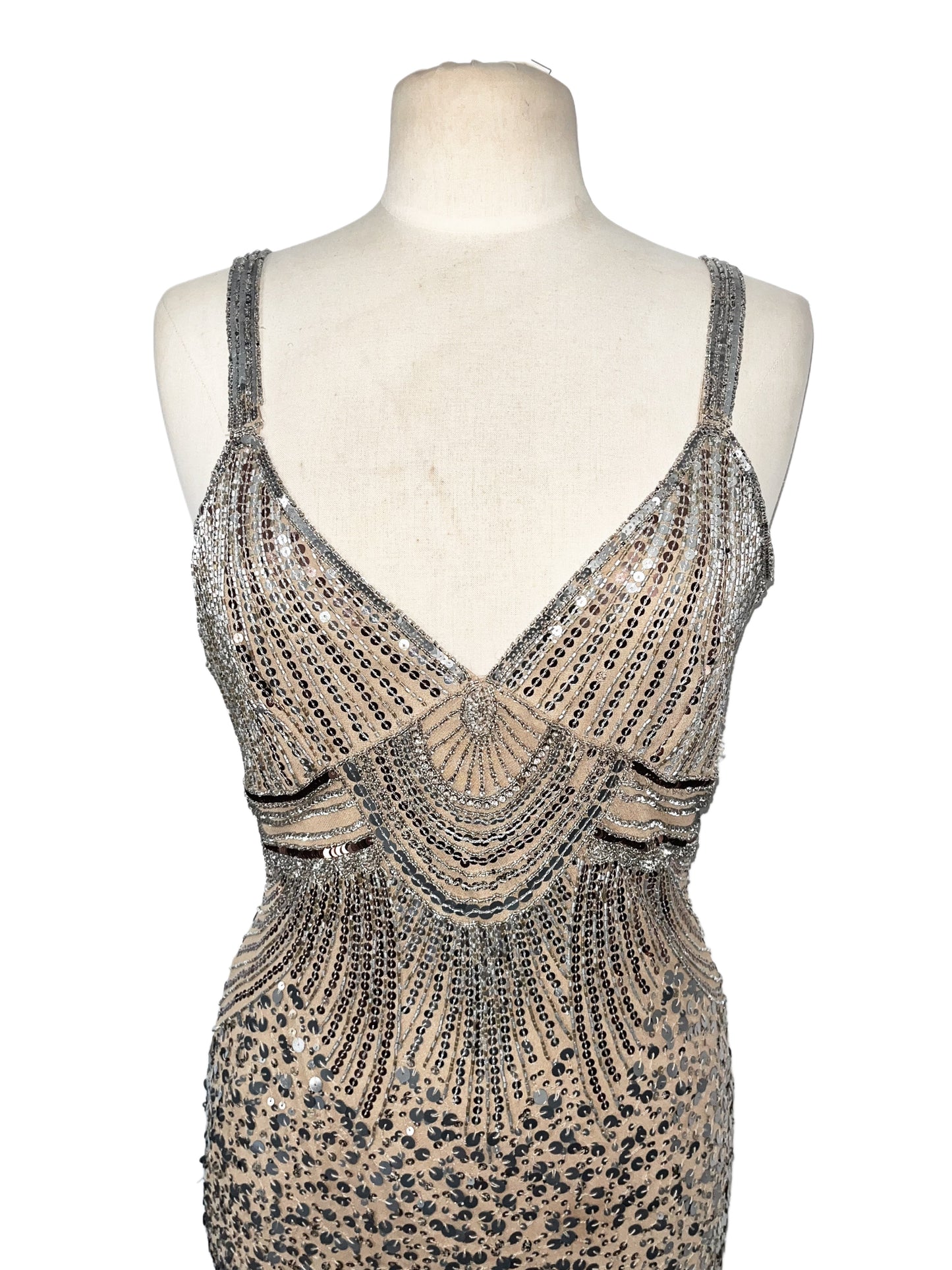 Robe de soirée vintage perlée & sequins – Éclat Rétro – Taille 42
