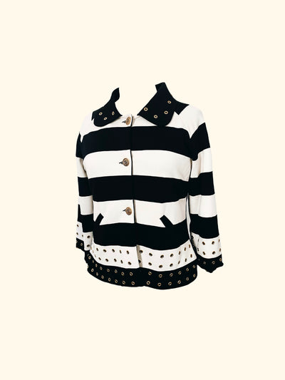 Veste vintage Cavalli à rayures noires et blanches