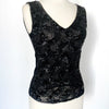 Top vintage en mesh noir brodé sequins et perles – Taille L/40