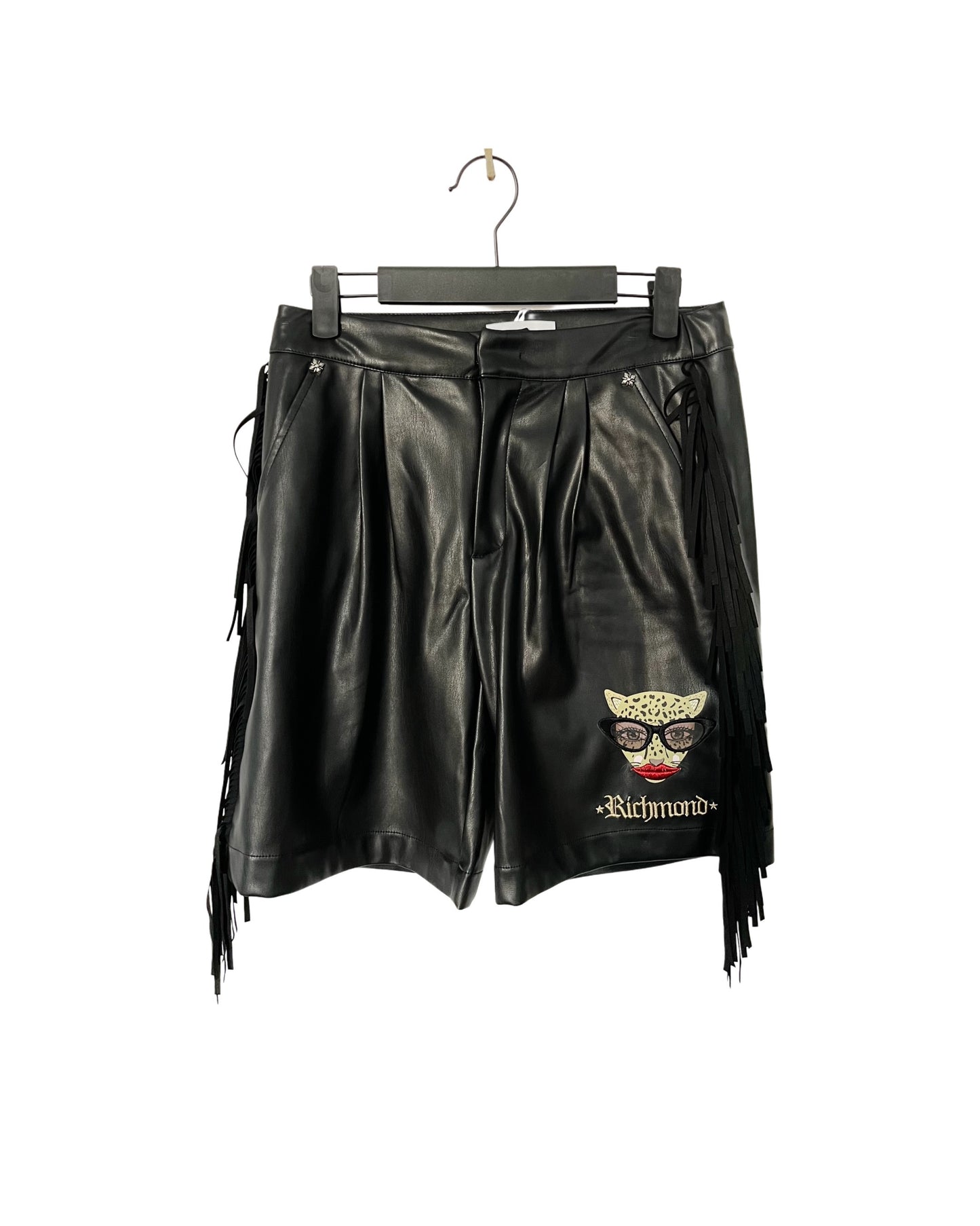 Short / Bermuda vintage Richmond — Similicuir & Franges — (neuf avec étiquette) — taille 36