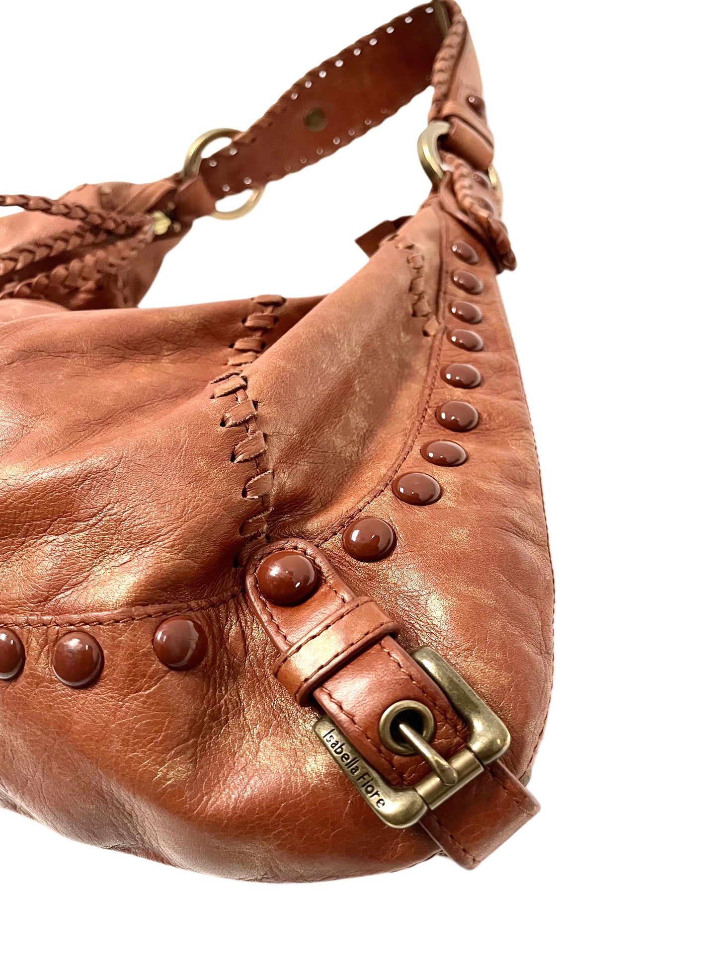 SAC HOBO VINTAGE EN CUIR TRAVAILLÉ - ISABELLA FIORE ( MODÈLE RARE )