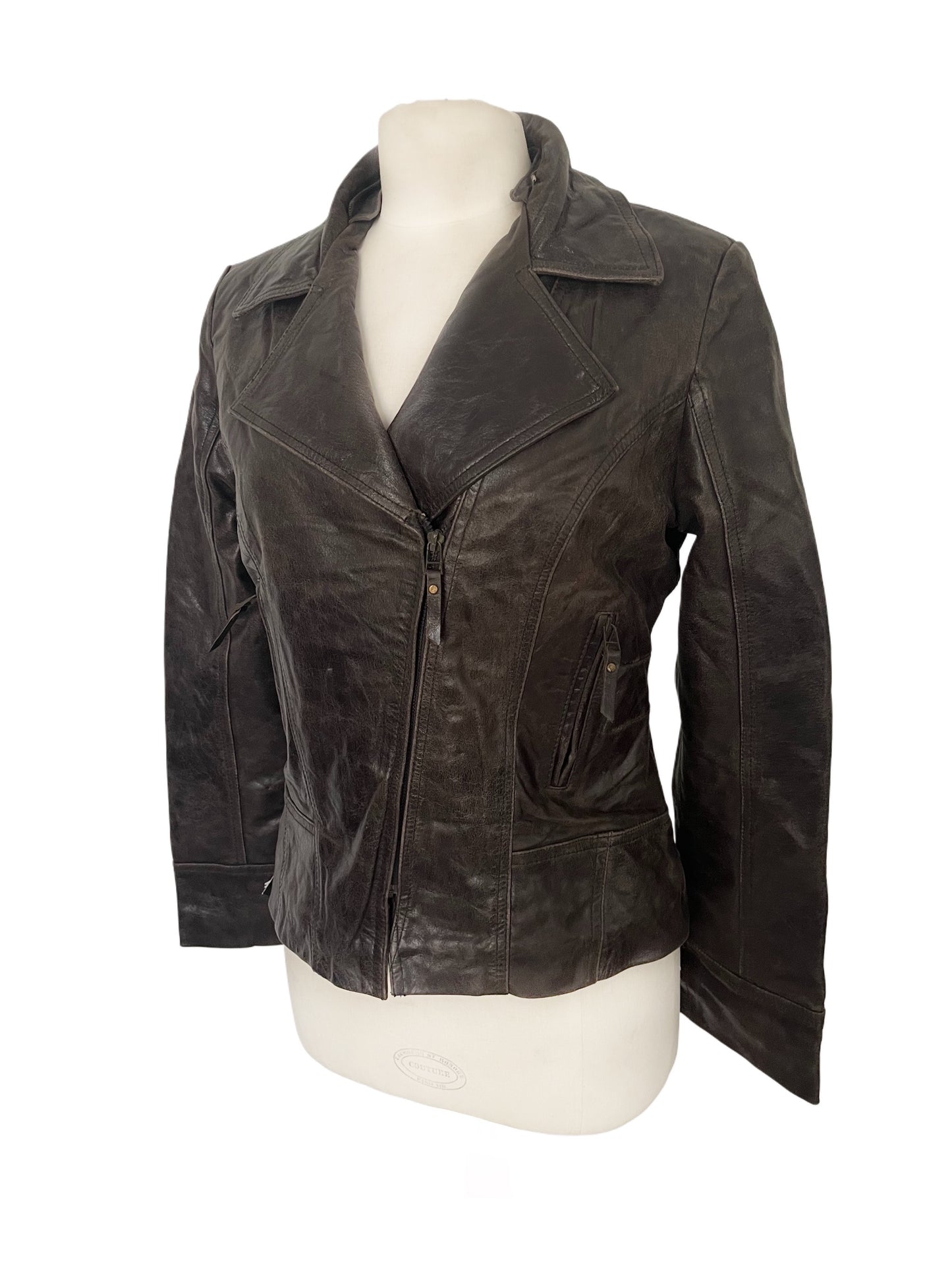 Trevor – Veste vintage en cuir véritable marron – Taille L