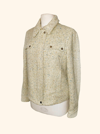 Blouson Col Chemise en Lainage Beige Moucheté ( SOLD OUT )