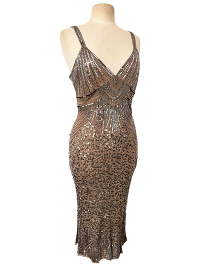 Robe de soirée vintage perlée & sequins – Éclat Rétro – Taille 42