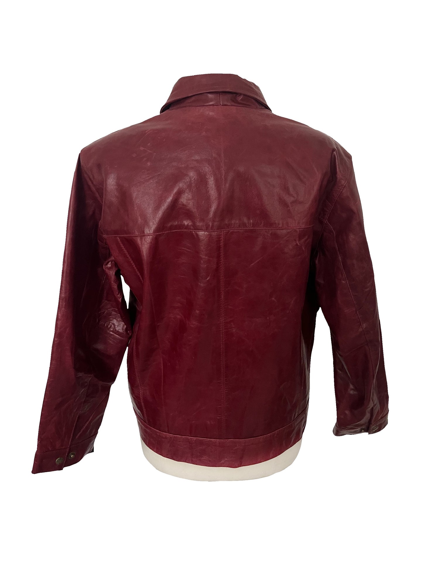 JAMIE – Veste vintage en cuir véritable bordeaux – Taille L