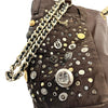 Grand sac bi-matière cuir & denim clouté — Très bon état — Format XL