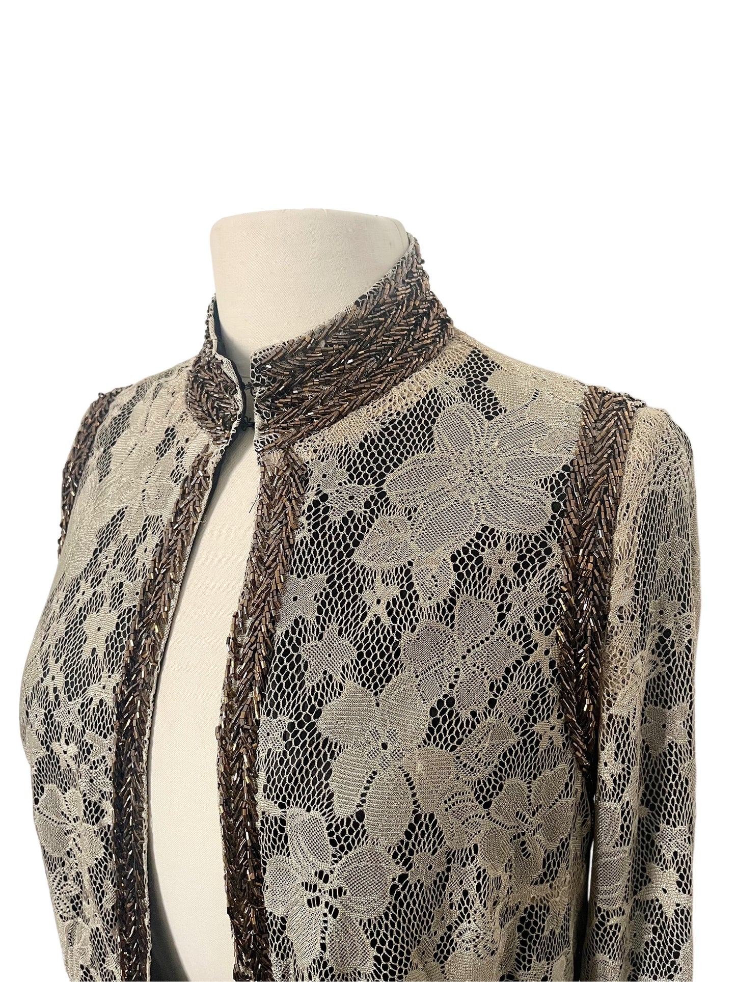 Veste courte de cérémonie en dentelle & perles — Très bon état — Taille 38/40
