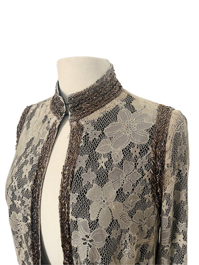 Veste courte de cérémonie en dentelle & perles — Très bon état — Taille 38/40