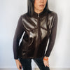 GILET MARRON BI-MATIEÈRE LAINE ET CUIR