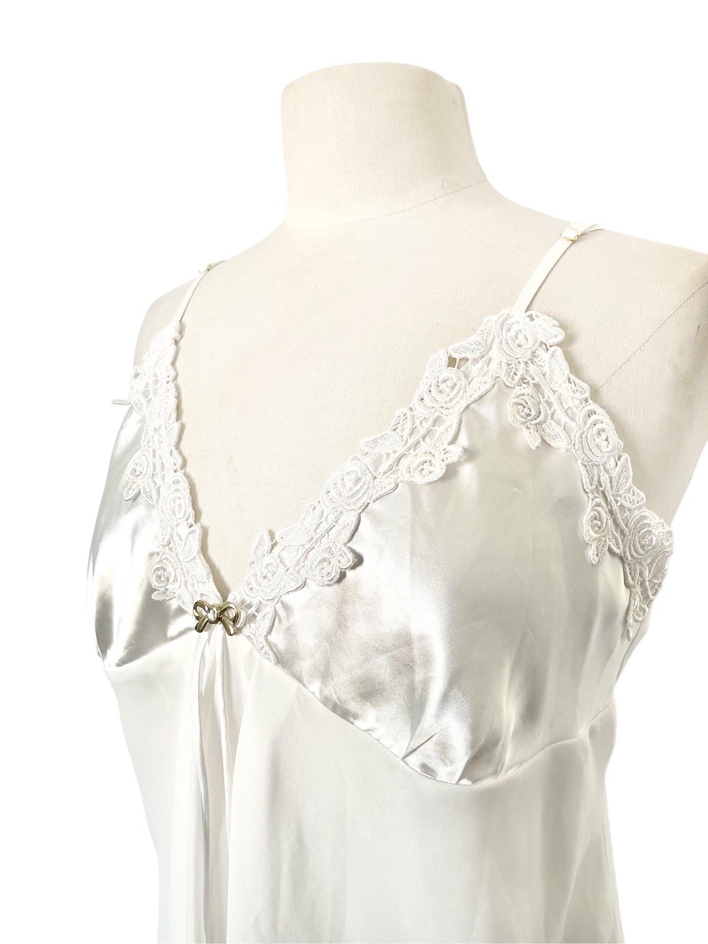Top Tunique Esprit Lingerie Satin Blanc Nacré & Mousseline — taille 40/42 — coquette / boudoir chic / Y2K