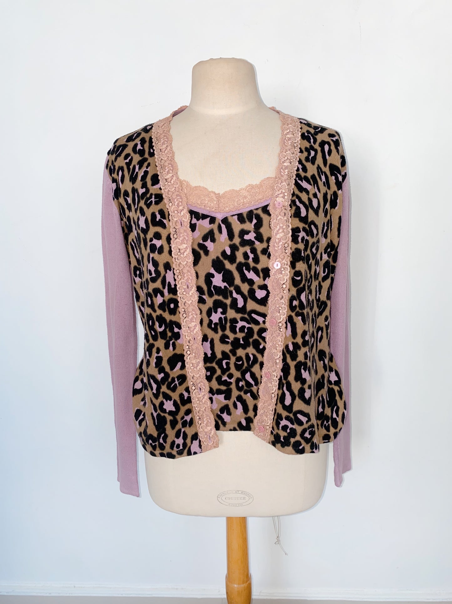 Twin-set parme / leopard ( top + gilet )